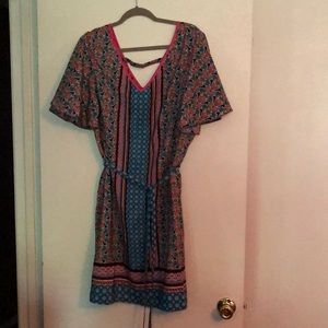 Colorful dress with flutter sleeves